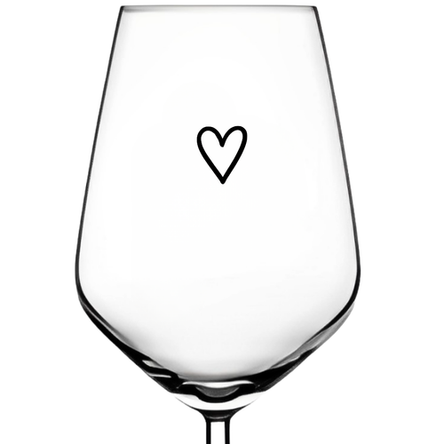 The Heart wine glass, a simple sweet design for gifting. Shop wine glasses with personality at Sips & Stories.