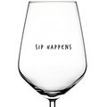 Sip Happens funny wine glass with printed quote, gift for wine lovers